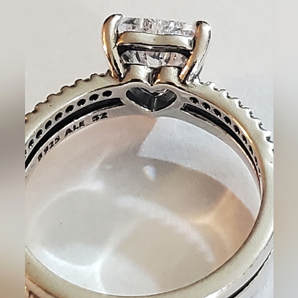 Authentic NEW Pandora Double Band Heart Ring S925ALE CZ - Picture 8 of 10